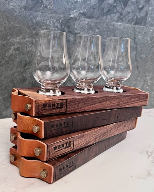 Flight Board - Triple with Leather Handles