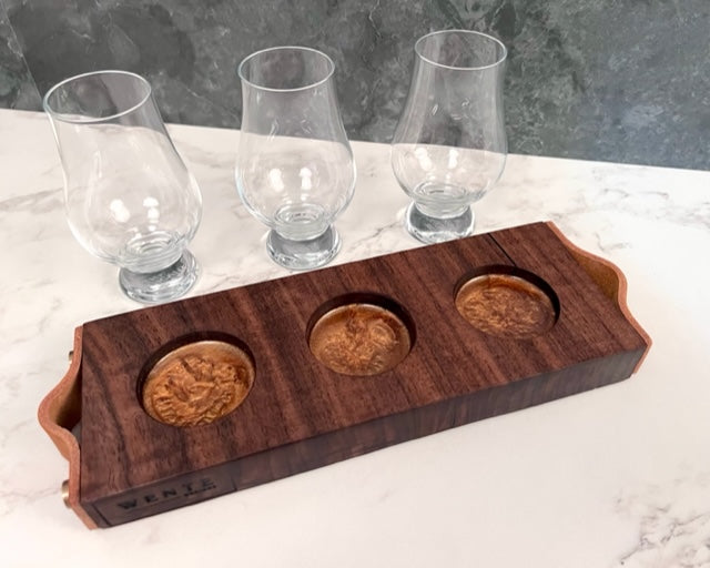 Flight Board - Triple with Leather Handles