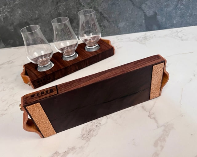 Flight Board - Triple with Leather Handles