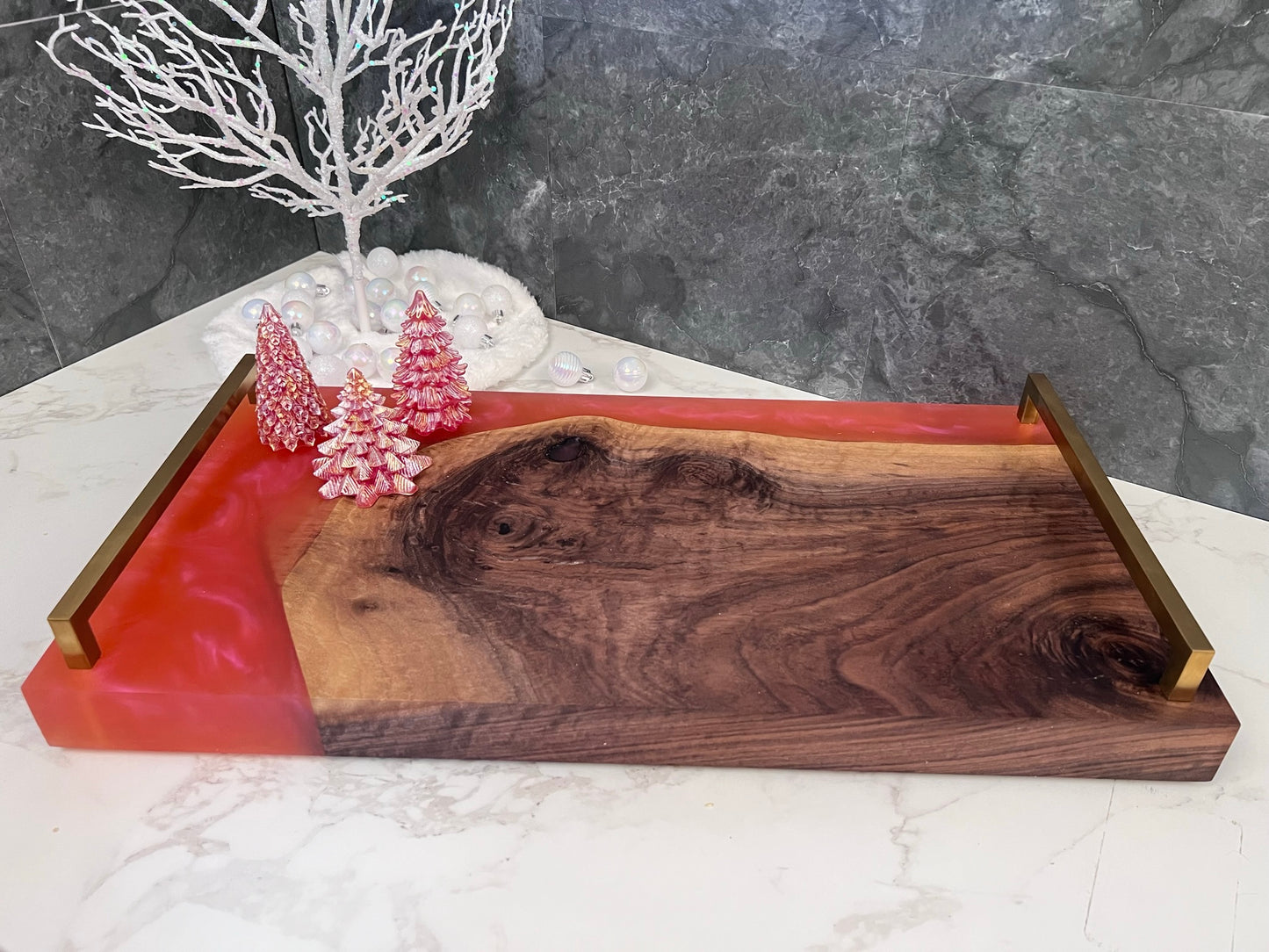 Black Walnut + Coral Resin